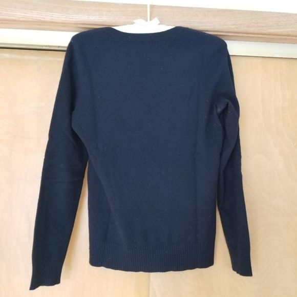 Aqua 100% Cashmere Argyle V-Neck Sweater - Picture 3 of 7